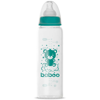 Бутылочка для кормления стеклянная с узким горлом 240 мл от 3 месяцев Baboo 3-121 1